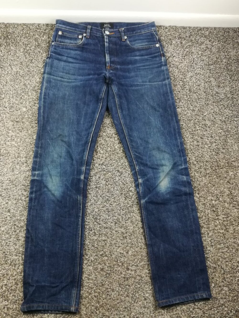 A.P.C. Petit Standard Jeans Selvedge Button Fly Blue Mens 27x30 (Fits 28x30)